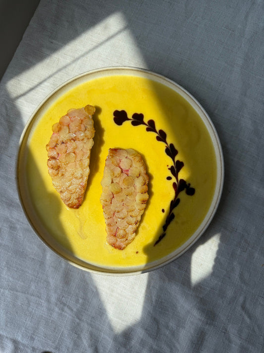 Red Mullet with Potato Scales, Orange Butter Sauce & Beef Jus